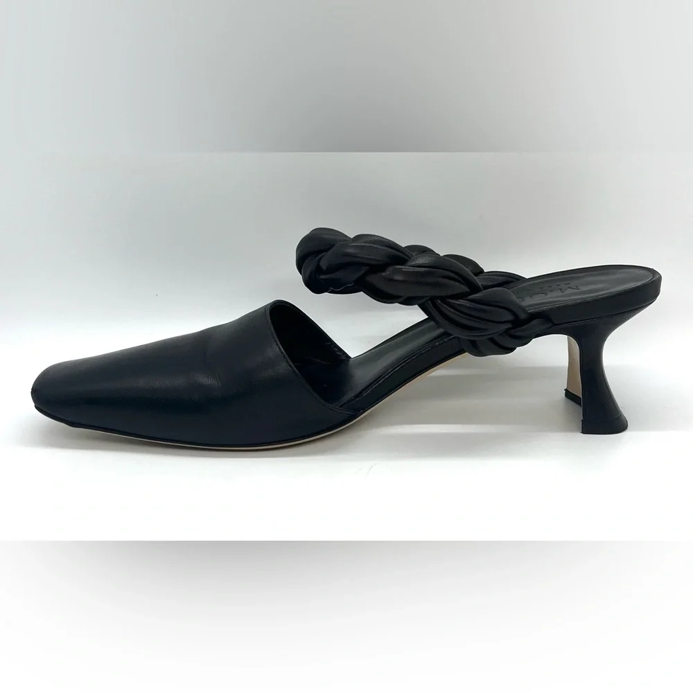 M. Gemi Braided Twist Leather Heeled Mule Pumps 37.5 - Picture 7 of 16